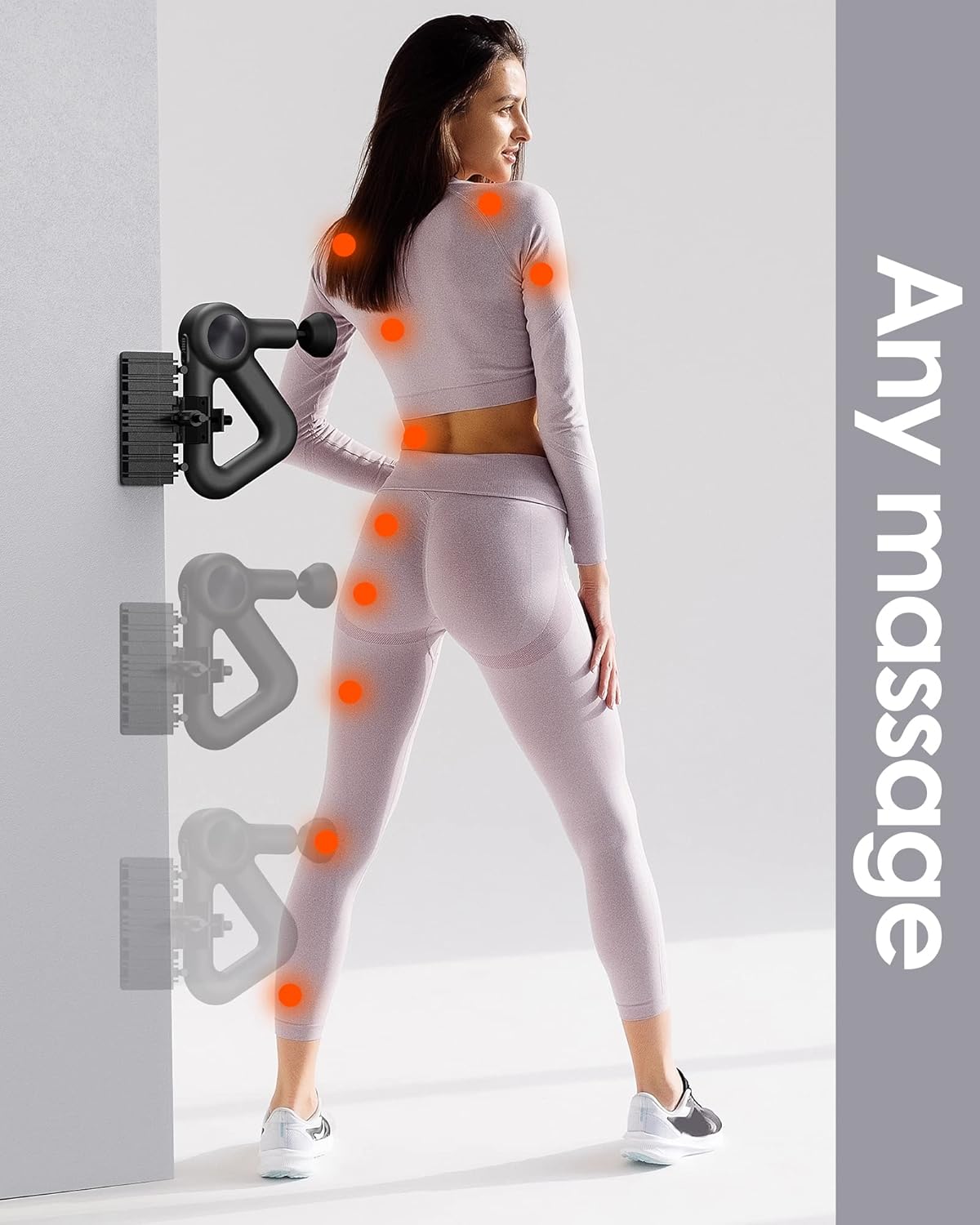 Self Massage Gun Holder PRO for Back, Muscle Hands Free Percussion, Compatible with Most Massage Gun, Design for Hard-to-Reach Area Holder ONLY