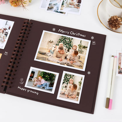 RECUTMS 10 x 10 Inch DIY Scrapbook Album 60 Pages Hardcover Kraft Paper Scrap Book Photo Albums Memory Book for Wedding and Anniversary Family (Coffee)