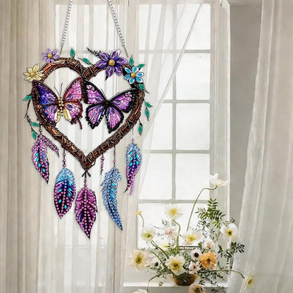DIY Hanging Diamond Art Kits for Adults, butterfly Dream Catcher Diamond Painting Kits, Special Shaped Rhinestone, Acrylic 5D Gem Art Craft Window Pendants Home Garden Wall Hanging Ornament Kits