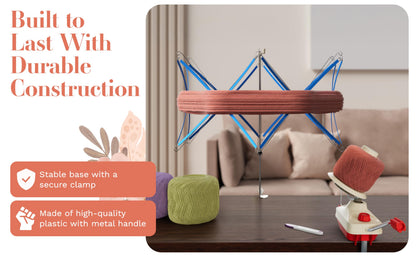 ClarArti - Yarn Winder for Crocheting & Knitting – Manual Yarn Ball Winder for Yarn Cakes – Quick, Quiet Yarn Cake Winder with Table Clamp