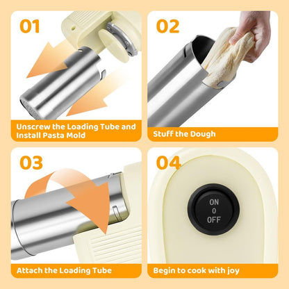 Aroeally 5 In 1 Automatic Electric Pasta Maker - Handheld Pasta Maker Machine for Homemade Pasta, DIY Appam, Idiyappam, Cordless Noodle Maker with Ergonomic Grip for Home, Breakfast Store, Restaurant