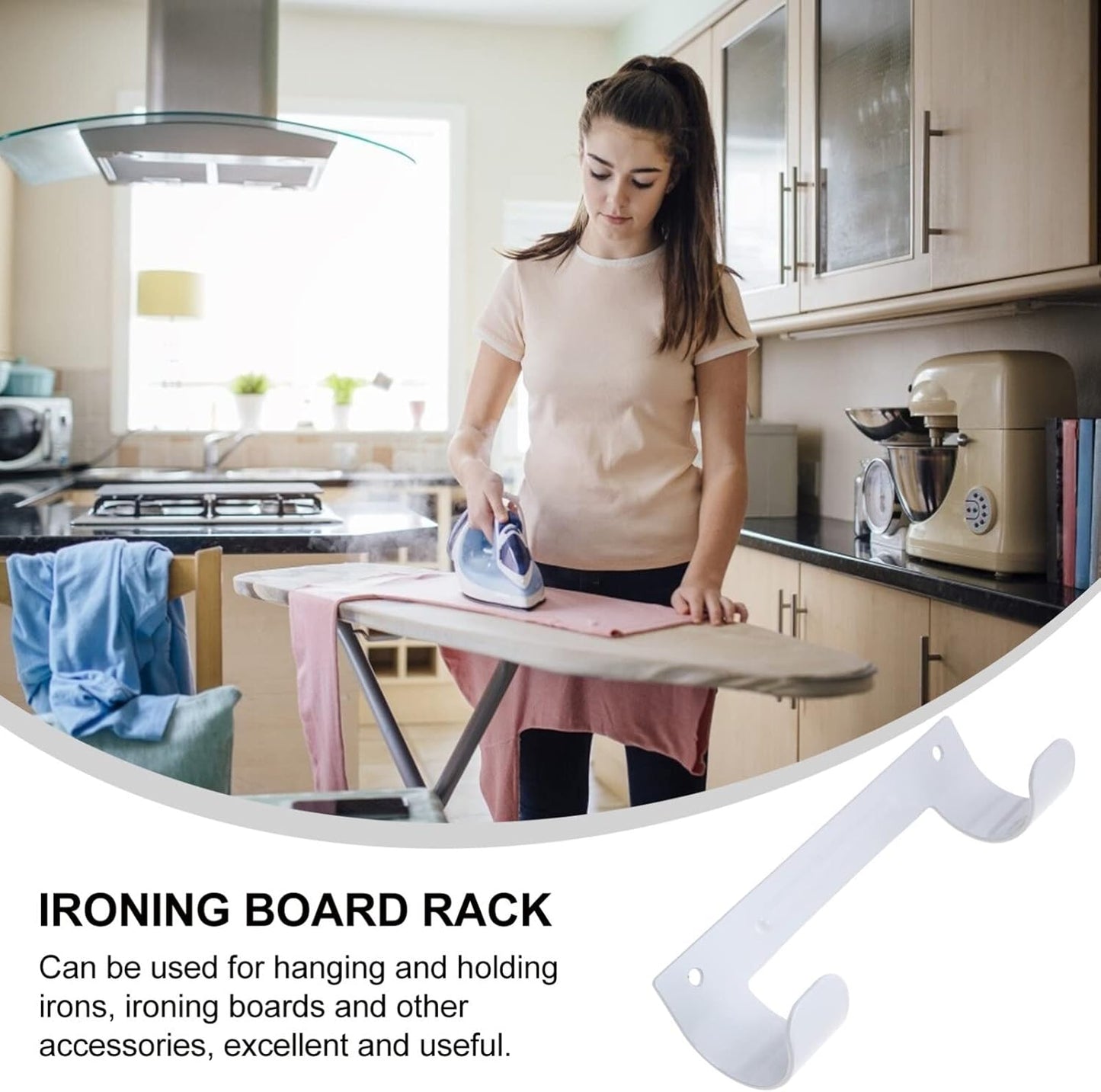 DOITOOL Ironing Board Holder Wall Mount, Iron Holder Organizer for Laundry Rooms, Ironing Board Hanger