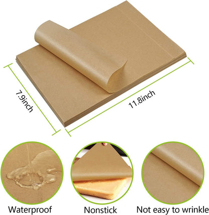QYH Parchment Paper Sheets - 300 Unbleached Precut Baking Sheets, 8x12 Inches for Cookies & Cooking