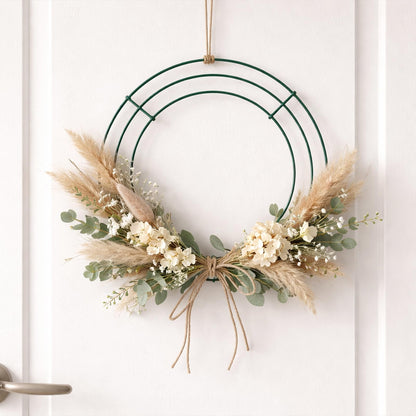 8 Pack Wire Wreath Frame 12 Inch Metal Form Ring for Crafts DIY Front Door Christmas New Year Valentines Wedding Garden Home Party Decoration with 38 Yard Paddle Wire