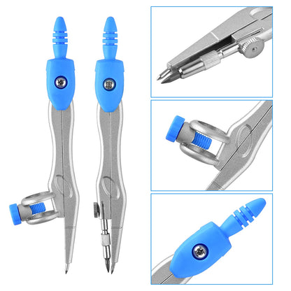 Coopay 2 Sets Math Geometry Kit, 10 Pieces Student Supplies Per Set Includes Ruler, Triangles, Protractor, Compass, Eraser, Pencil Sharpener, Lead Refills, Pencil, for Drafting and Drawings