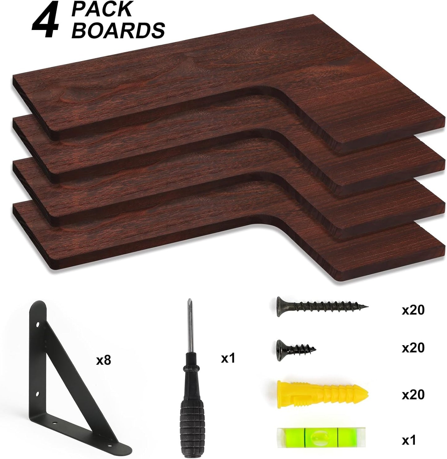 Room(Set 4 YGEOMER Corner Floating Shelves, Wall Mounted Corner Shelf for Bathroom, Kitchen, Bedroom, Home Decor