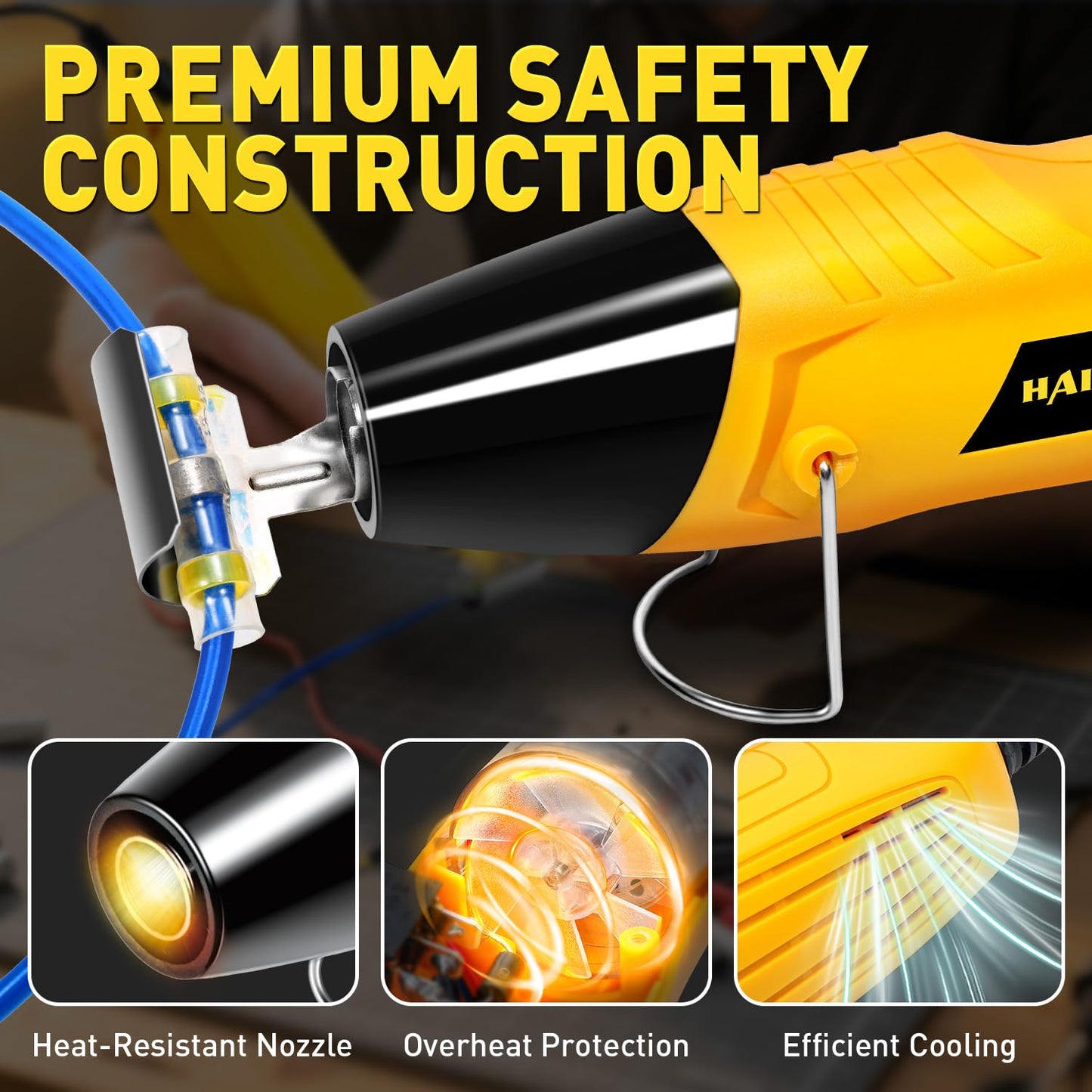 haisstronica Mini Heat Gun 350W+haisstronica 520PCS Marine Grade Heat Shrink Wire Connectors