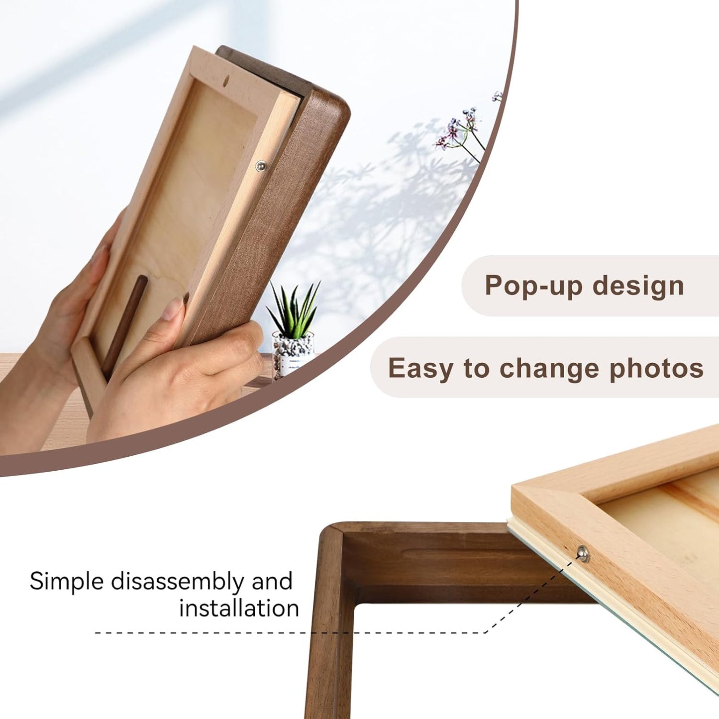 5x7 4x6 Picture Frame Wood Natural Solid Walnut Photo Frames with Mat, Handcrafted Wooden Frame for Tabletop or Wall