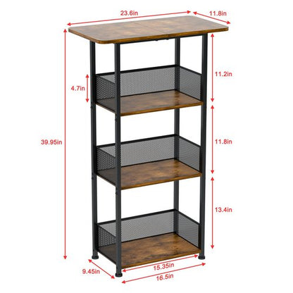 Eyteenokk Wine Rack Freestanding Floor:4 Tier Whiskey Wine Rack Mini Bar Cart,Liquor Cabinet-Home Bar for Bottles,Cocktail Shaker,Mugs-(23.6 * 11.8 * 40inch)