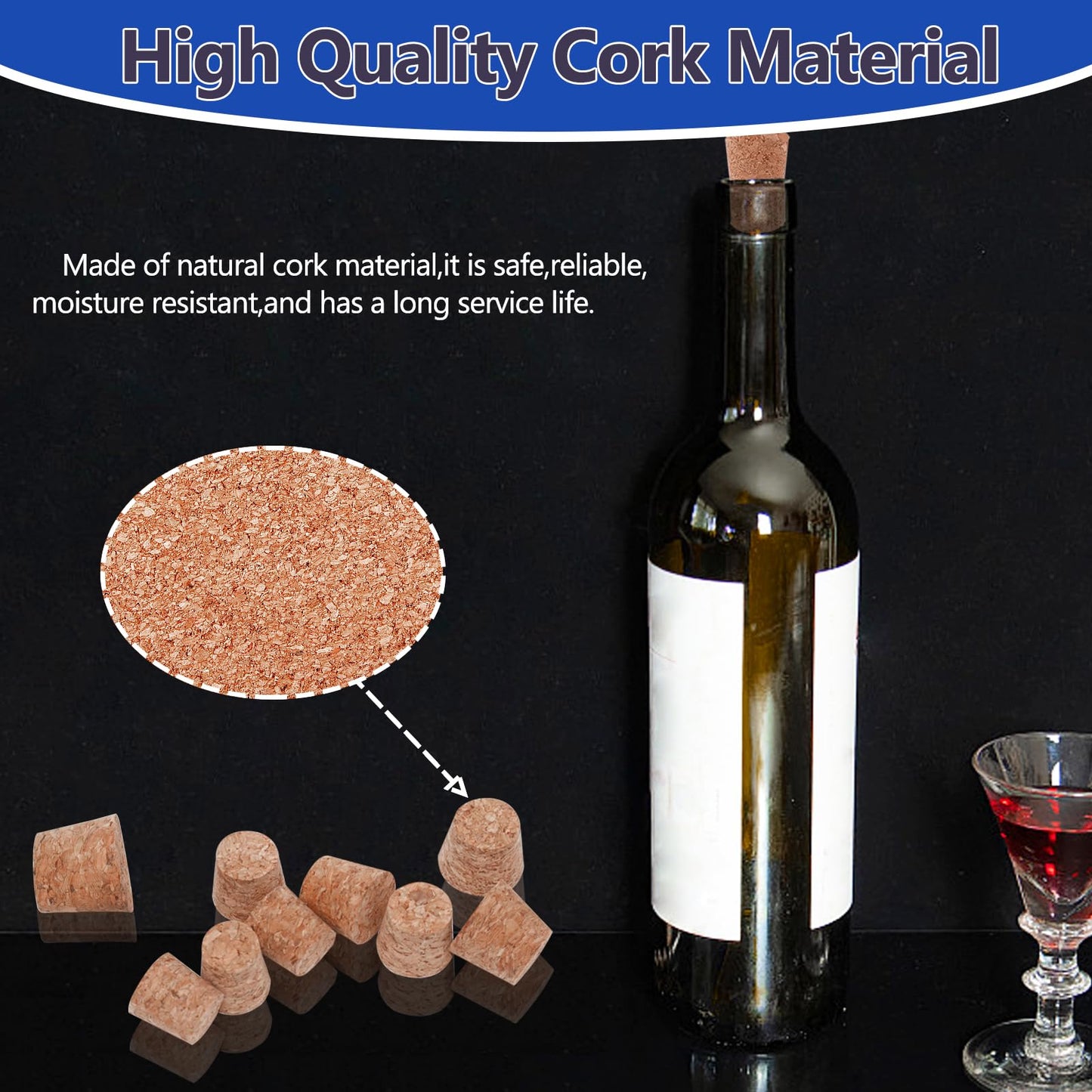 Klfte 100Pack 10 Sizes Cork Stoppers,Small Corks Plugs For Bottles, Replacement Tapered Wooden Wine Stoppers for Apothecary Jar Small Bottle DIY