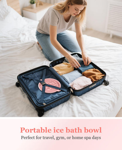 Face Bowl for Ice with Built-in Ice Tray – Collapsible Silicone Facial Ice Bath Bowl for Cold Plunge Therapy, Skin Tightening & Acne Relief – Portable Spa Tool for Home & Travel(Black)