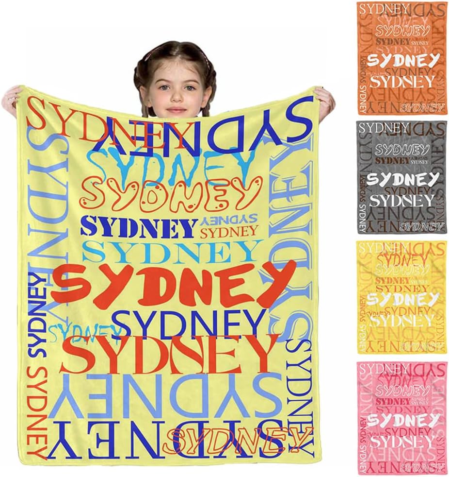 50x40inch D-Story Custom Blanket, Personalized Throw Blankets, Gift for Best Friend Word Art Names, Flannel Blanket