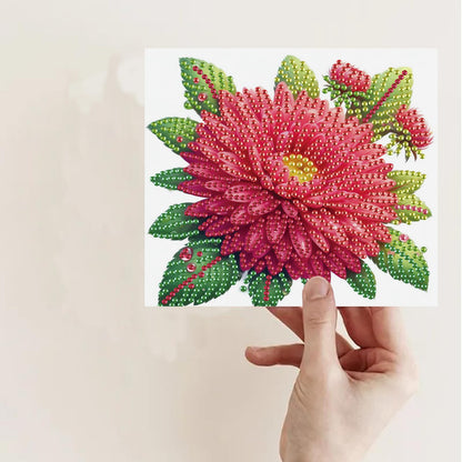 JISHSHAY 6 PCS Diamond Painting Greeting Cards Flower Diamond Art Birthday Cards with Envelopes Gem Art Gem Painting Mosaic Kits for Adults Embroidery for Thanksgiving Anniversary Valentine Festival