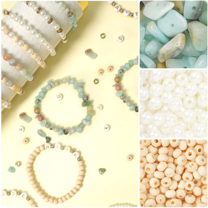 TOIPINIO Bracelet Making Kit Jewelry Making Supplies Kit Natural Stone Beads for DIY Craft Friendship Bracelet/Necklace/Earrings for Adults 1736PCS (Amazonite)