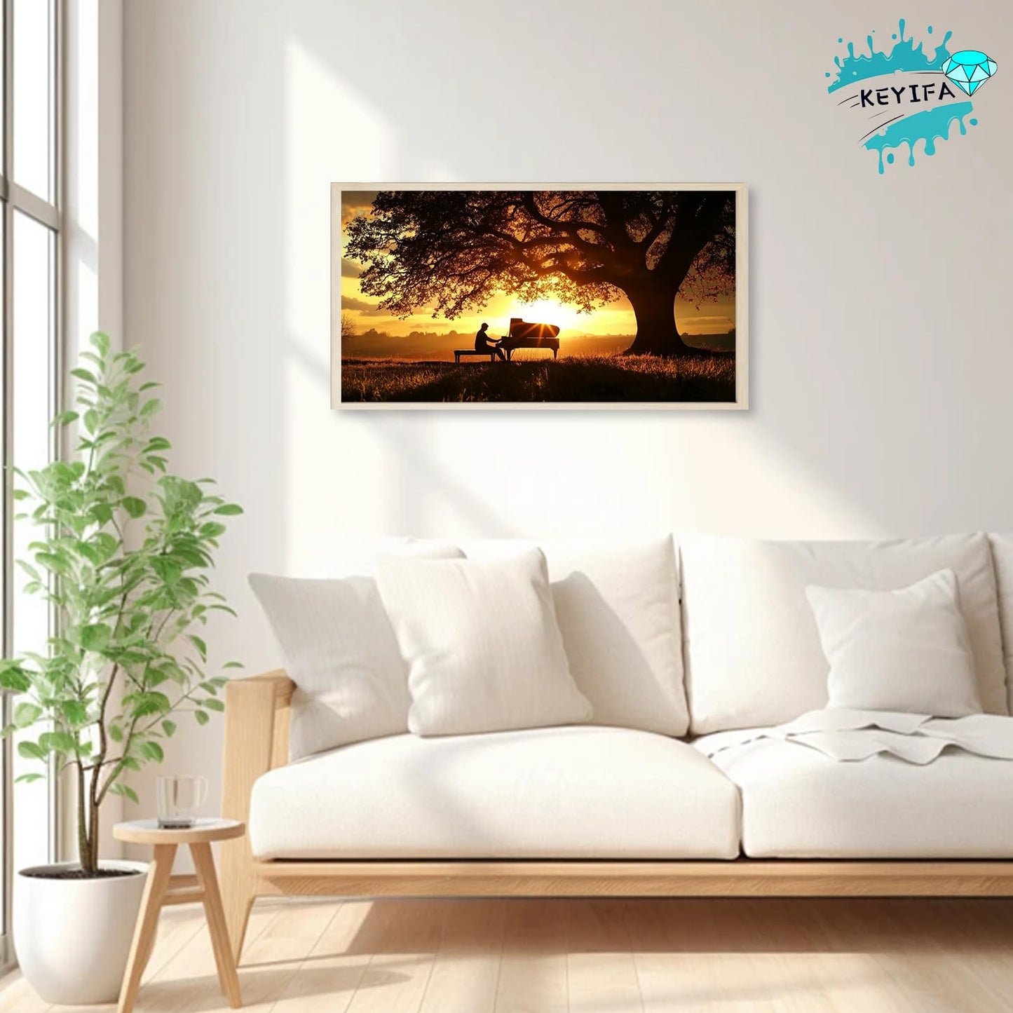 KEYIFA Diamond Art Kits for Adults, 28x16 Inch Large Tree Diamond Painting 5D Diamond Art for Beginners Twilight Landscape DIY Full Drill Paint by Diamonds Dots Gem Art for Home Wall Decor