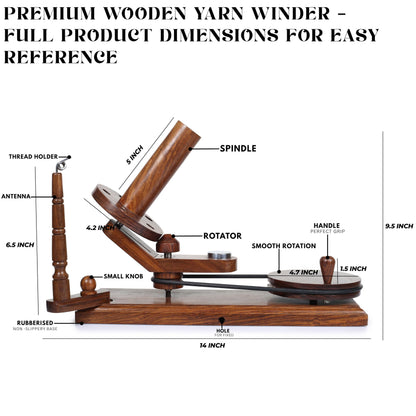 Bhartiya Handicrafts Wooden Yarn Ball Winder & Table Top Swift Set, Hand Operated Rosewood Combo Winder, Large Capacity 8 to 10 oz Yarn Fiber Winder, Wool String Swift Winder (Rosewood Winder & Swift)