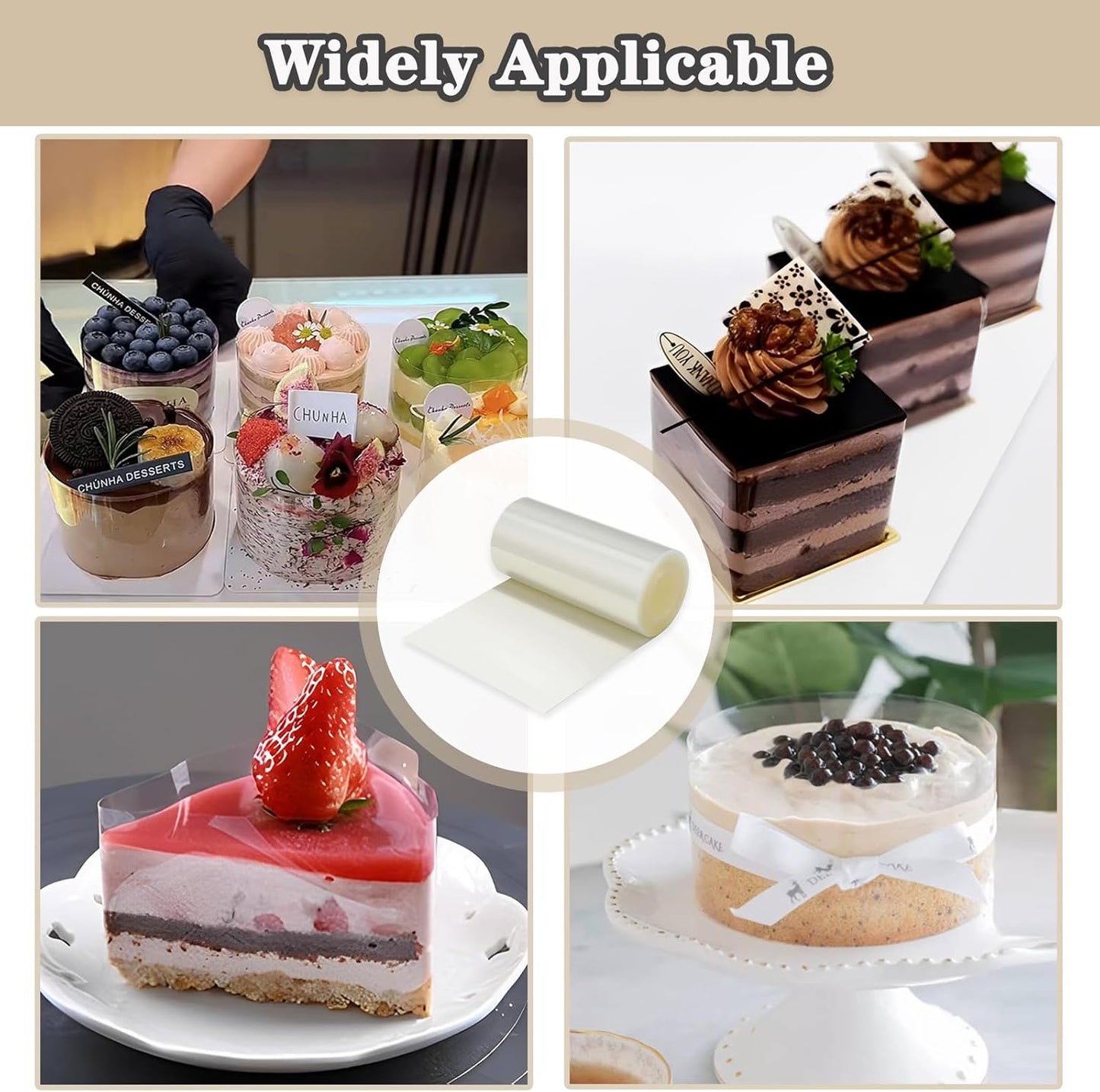 Cake Collars, Transparent Cake Rolls, 4 x 394inch Acetate Cake Collar Roll for Decorating Cake