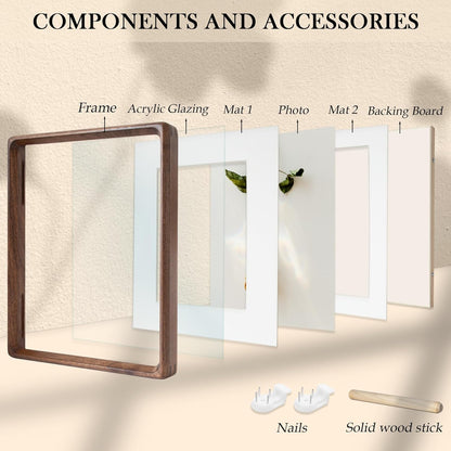 11x14 8x10 5x7, Wooden Large Picture Frames Matted to / Natural Black Walnut Frames Brown