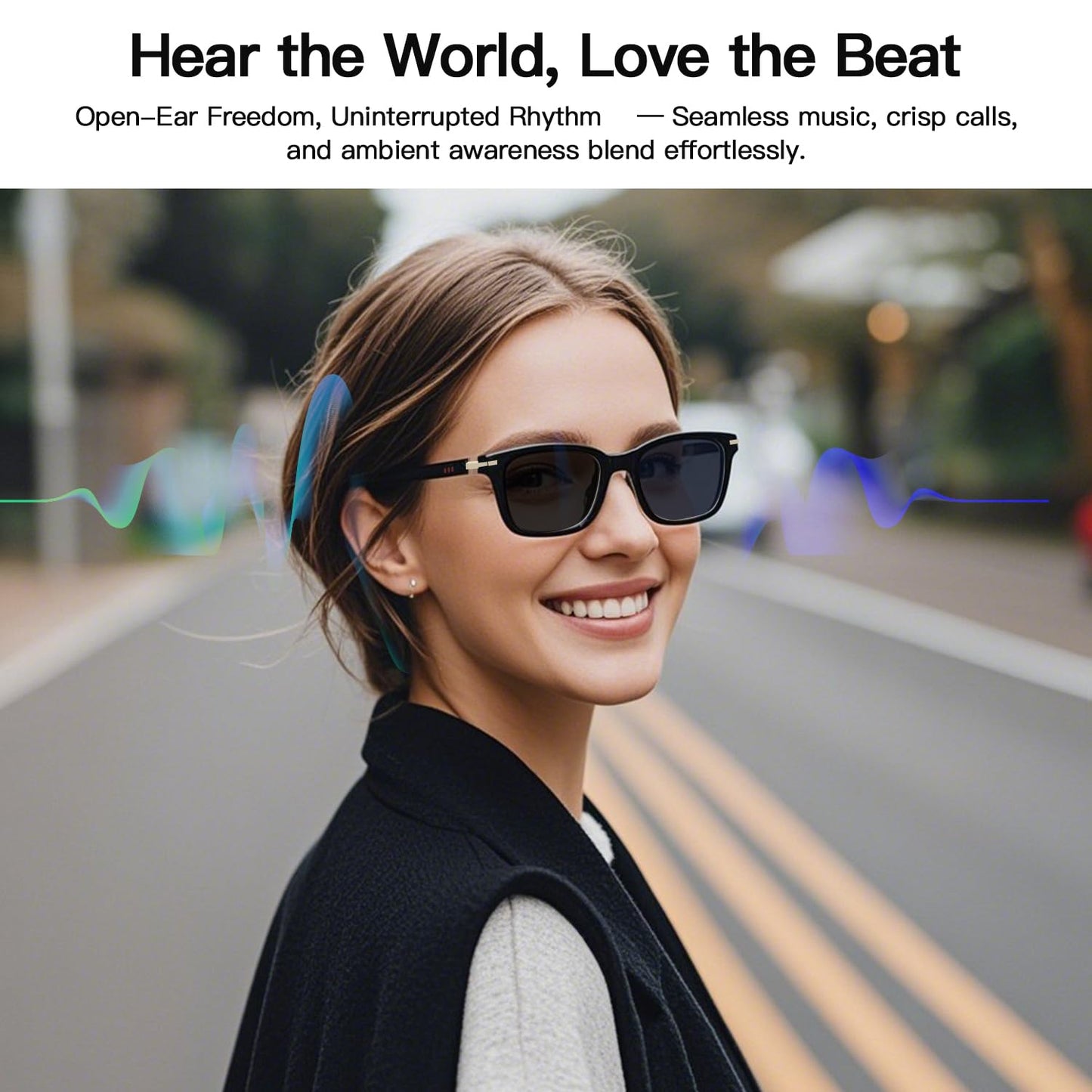 Bluetooth Audio Smart Glasses, Blue Light Glasses for Women Men, Remote Shooting, Open Ear Sound Mic & Speakers, Magnetic Charging, Color-Changing Polarized Sunglasses Lenses, Voice Assistant（GS06S)