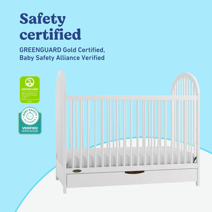 Graco Olivia 3-in-1 Convertible Crib with Drawer – Converts from Baby Crib to Toddler Bed and Daybed, GREENGUARD Gold Certified, Baby Safety Alliance Verified, Easy Assembly (White)