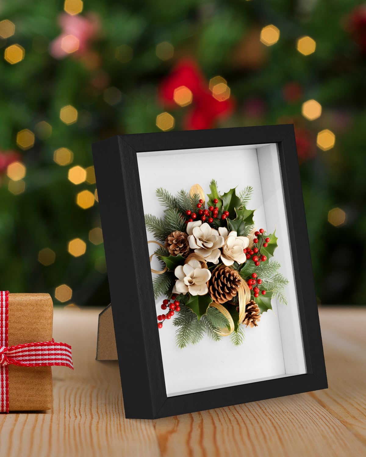 2 Pack 5x7 Small Shadow Box Frame with Plexiglass, Wood Frame Display Case Box for Memorabilia, Dried Flowers, Medal, Crafts, Tickets and Photos (Black, 5x7)