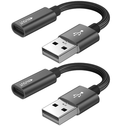 USB C Female to USB Male Adapter (2-Pack),Type C to USB A Charger Cable Adapter, Compatible with iPhone 16 15 15 Pro Max,iPad 2018,Samsung Galaxy Note 10 S22 S21 S20+ Plus Ultra,Google Pixel 4 3