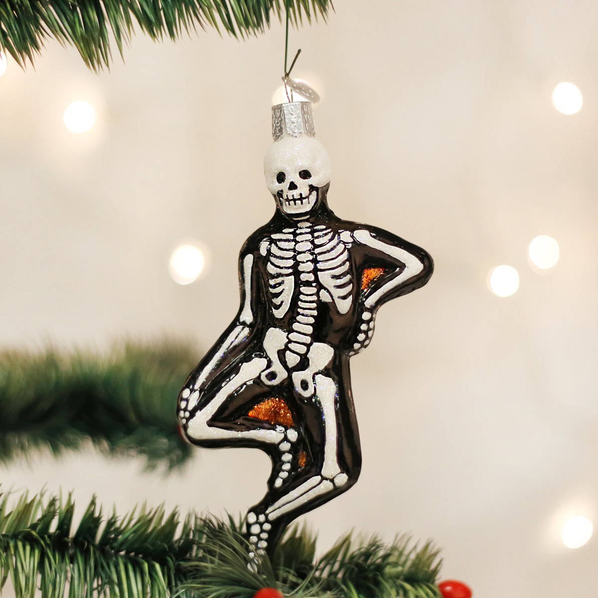 Old World Christmas Mr. Bones Glass Blown Ornament for Christmas Tree, Handcrafted Holiday Decoration, Halloween Collection