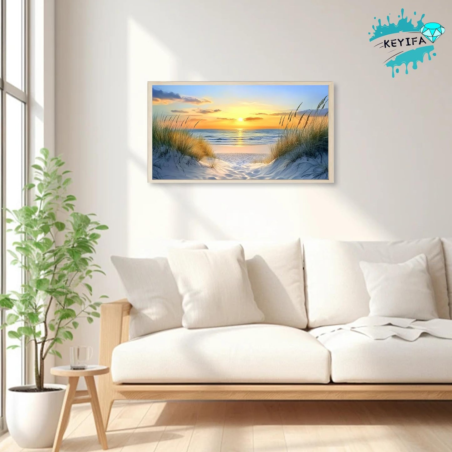 KEYIFA Diamond Art Kits for Adults, 28x16 Inch Large Beach Diamond Painting 5D Diamond Art for Beginners Sunset View DIY Full Drill Paint by Diamonds Dots Gem Art for Home Wall Decor