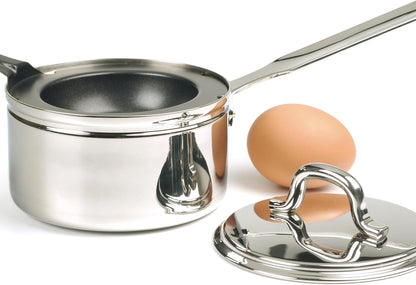 RSVP International Endurance Single Egg Poacher Set - Perfectly Poached Eggs with Stainless Steel Pan, Dishwasher Safe
