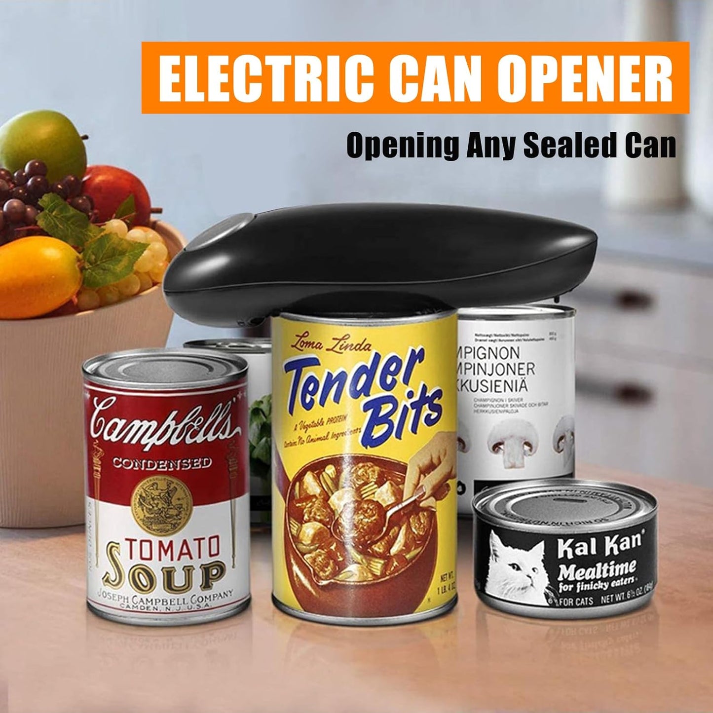 Electric Can Opener, Automatic Hands-Free Smooth Edge Can Opener for Home Kitchens and Seniors, Battery Operated