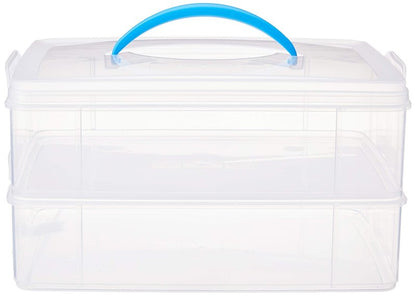 Snapware Snap 'N Stack Portable Storage Bin for Tools and Craft Storage, 14.1 x 10.5-Inch Clear BPA-Free Container, Tool Box with Stackable Trays, Microwave, Freezer and Dishwasher Safe