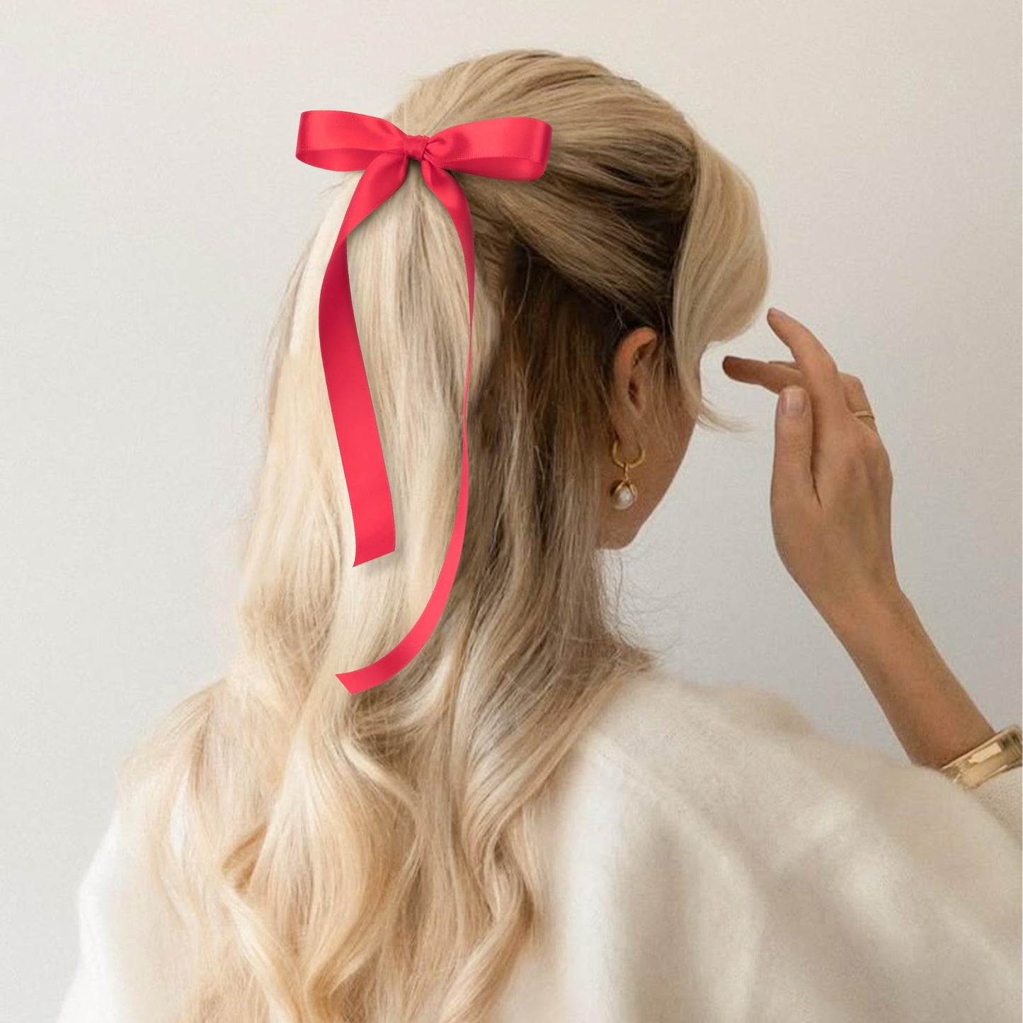 Keypan Red Satin Ribbon 5/8 Inch x 50 Yards Double-Faced Ribbons for Christmas Gift Wrapping Flower Bouquet Wedding Paper Bows Hair Invitations Crafts