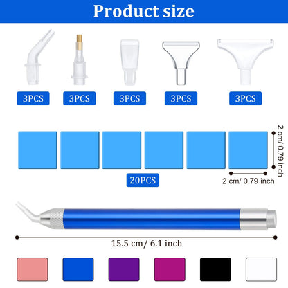 Outus 6 LED Rhinestone Point Drill Pens with Light 5D Painting Tool 15 Spare Pen Heads 20 Glue Painting Clay for DIY Nail Art
