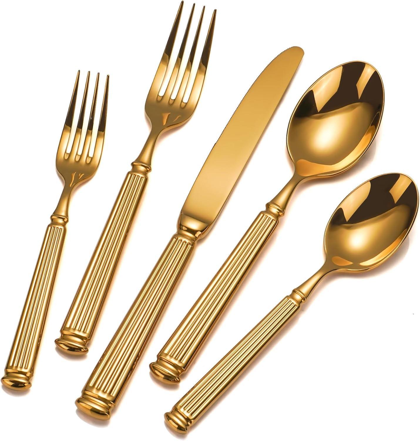 60-Piece Extra Thick Flatware Set, Heavy Duty Gold Silverware Set for 12, 18/10 Stainless Steel Flatware, Perfect for Weddings, Gift, Everyday Use