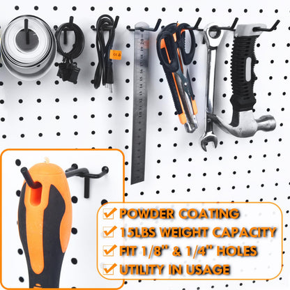 G.CORE Pegboard Hooks Accessories - 30pcs 2inch Metal Peg Board Tool Hangers, Fits 1/8 1/4 Pegs Slots, Pegboard Wall Organizer Shelving Racks, Hanging Display Storage Holders for Garage Craft (Black)
