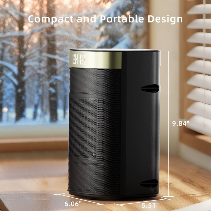 ZAFRO 1500W Portable Space Heater, Fast Heating & Energy Saving Electric Heater with Remote for Indoor Use, 5 Modes Adjustable Thermostat 24H Timer, Safe Quiet for Bedroom Office Home Use