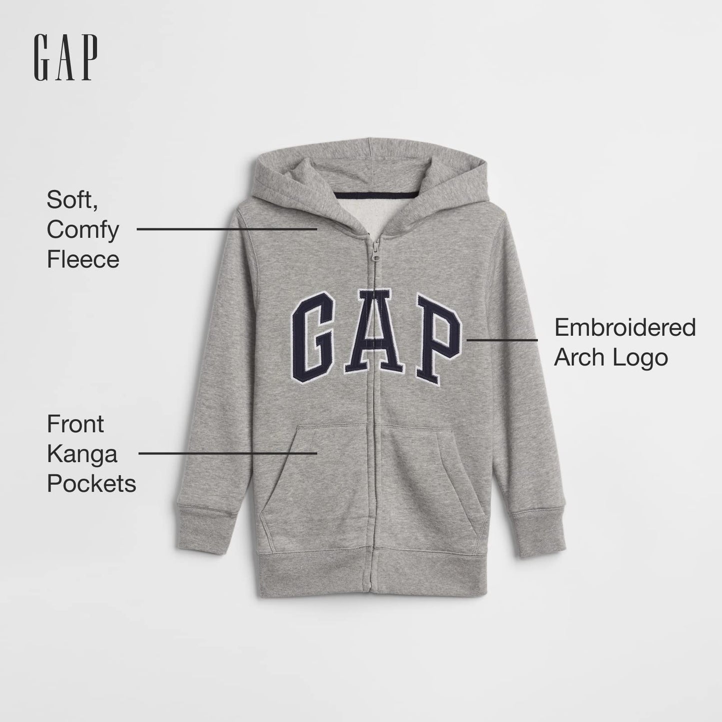GAP boys Logo Hoodie Zip Sweatshirt, Pure Red V2, X-Small US