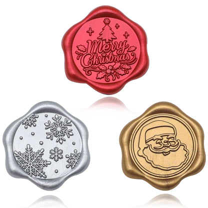SWANGSA Christmas Wax Seal Stickers, 60Pcs Santa Claus Snowflake Merry Christmas Self Adhesive Envelope Seal Stickers for Invitation, Greeting Cards, Gift Wrapping