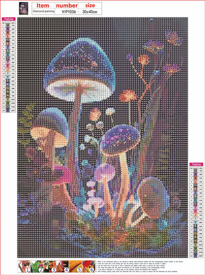 Pimio 5D DIY Diamond Art Painting Kits,Round Full Drill Mushroom Diamond Art Kits for Adults Beginner, Perfect for Home Wall Decor and Gift(12x16inch)
