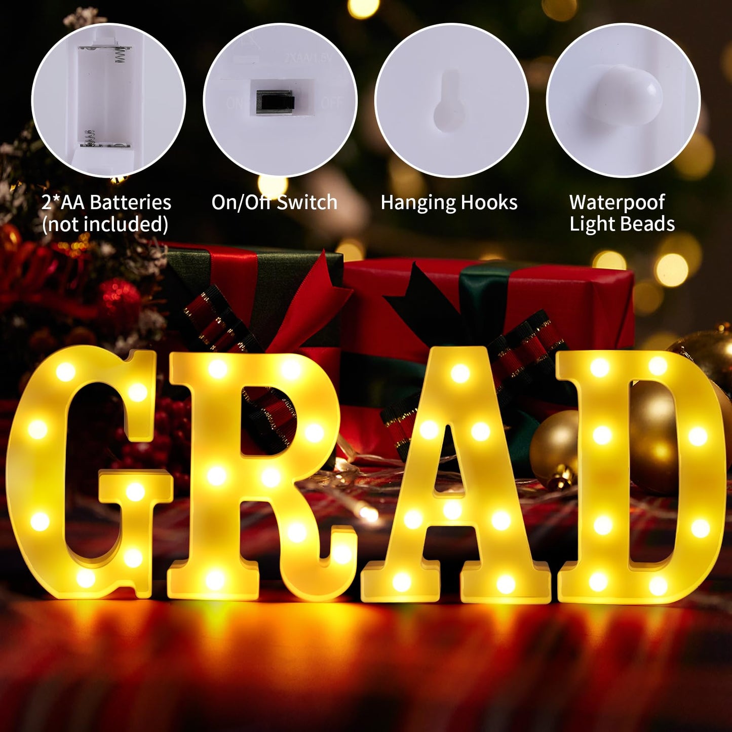 LED Light Up Letters GRAD Sign for Graduation Party Decorations 2025,Congrats Grad Yard Signs,Table Decorations,Grad Letters & Party Supplies for Graduation Celebrations