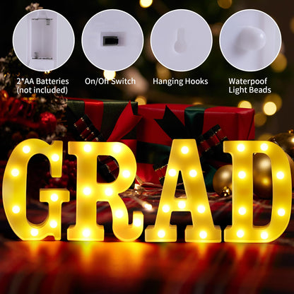 LED Light Up Letters GRAD Sign for Graduation Party Decorations 2025,Congrats Grad Yard Signs,Table Decorations,Grad Letters & Party Supplies for Graduation Celebrations