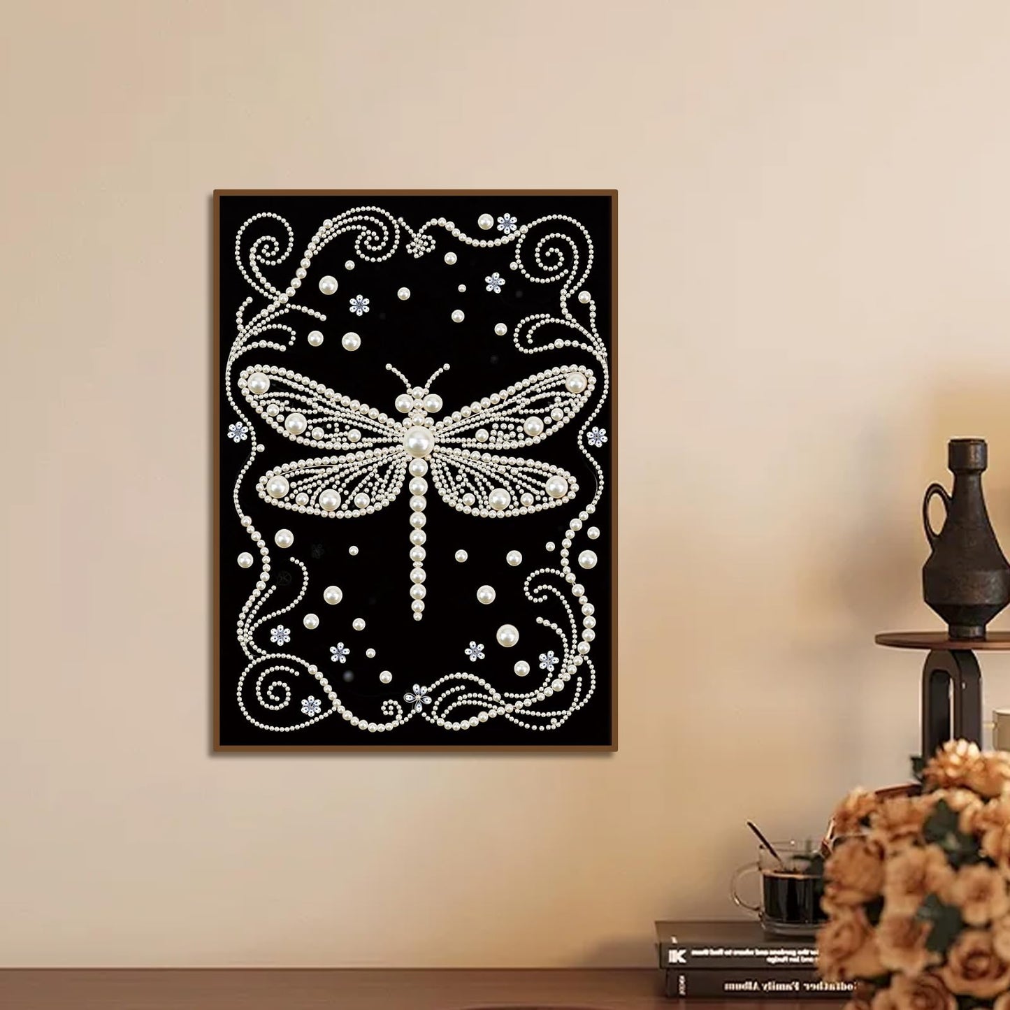 WSLWXSHM Pearl Diamond Painting Kits for Adults Dragonfly, 5D Special Shape Diamond Art Kits for Beginners, Crystal Rhinestones Diamond Painting for Home Wall Decoration Gift 12×16inch/30×40cm, Animal