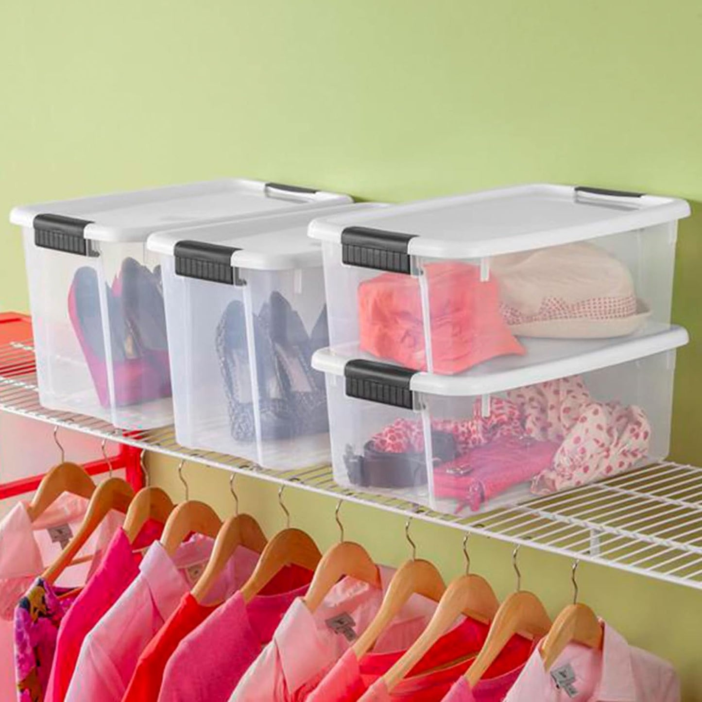 Sterilite 18-Pack Ultra Latching Storage Bins - Clear Plastic 30 Quart Organizing Containers for Home & Office