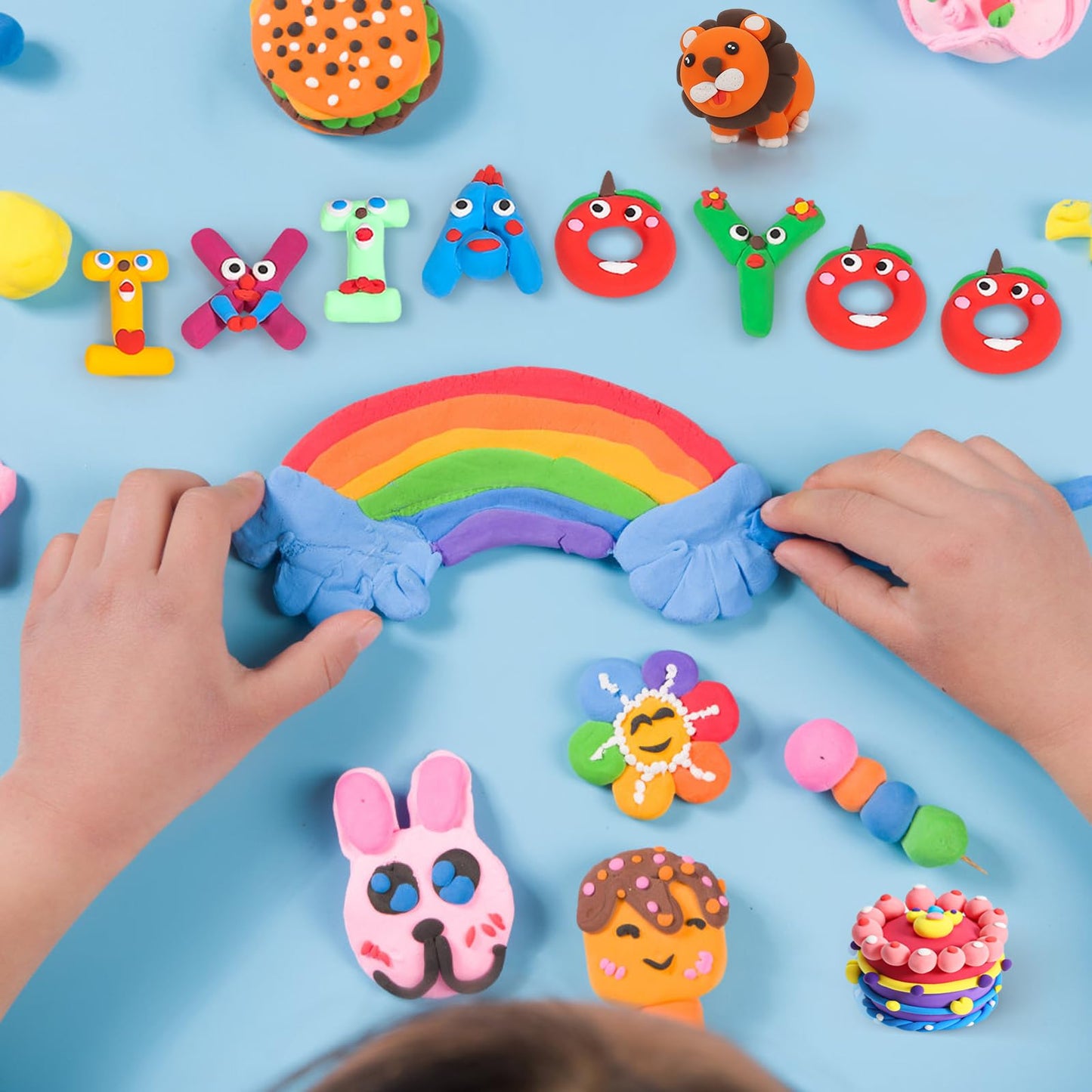 Ixiaoyoo Air Dry Clay, 100 Colors Modeling Clay for Kids, Safe & Non-Toxic, DIY Model Art & Crafts Toys with Sculpting Tools, Home Party Favors, Birthday Toys Gift for Ages 3-12 Boys & Girls