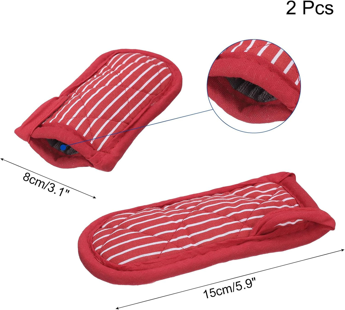 uxcell 2Pcs Pot Handle Covers, Heat Resistant Sleeve for Iron Skillet, Kitchen Baking Cooking Supplies, Red White Stripe