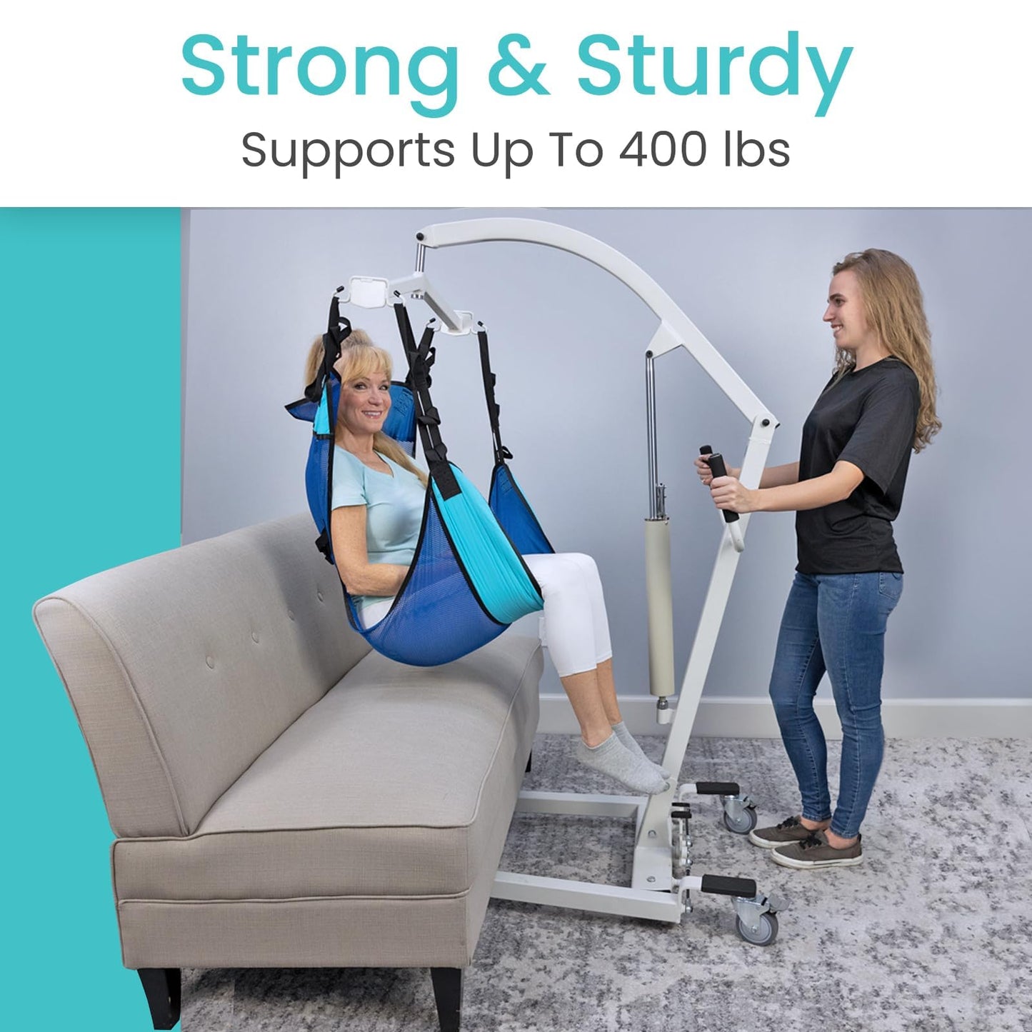 Vive Hydraulic Patient Lift for Home Use - Portable, Medical Patient Transfer Lift System - Sit to Stand Lift Assist for Elderly - Floor & Fall Elderly Lift - for Car, Wheelchair, Chair & Bed Transfer