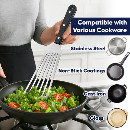 5 Pcs Newness Cooking Utensils Set, 304 Stainless Steel Kitchen Utensils Set, Metal Kitchen Accessories, Include Soup Ladle, Slotted Skimmer Spoon, Spaghetti Spoon and Spatula, Dishwasher Safe