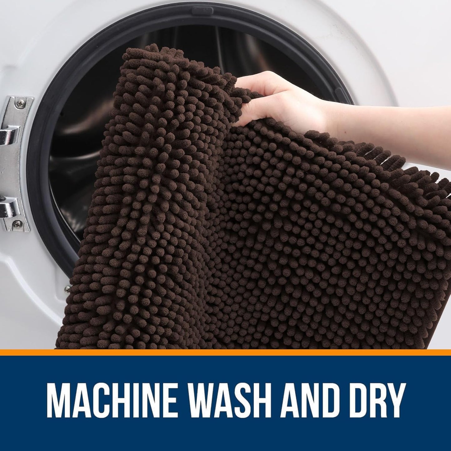 OLANLY Large Bath Rugs - Extra Soft Chenille, Quick Dry & Machine Washable | 40x24, Brown