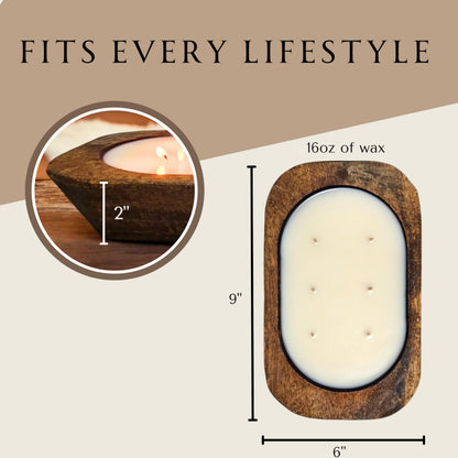 Wooden Dough Bowl Candle | 6 Wick - 10 Inch | Soy & Beeswax Candle | Parafin& Toxic Free | Farmhouse Candles for Table | Triple Scented (Regular (6 inch), Lemon Berry Zest)