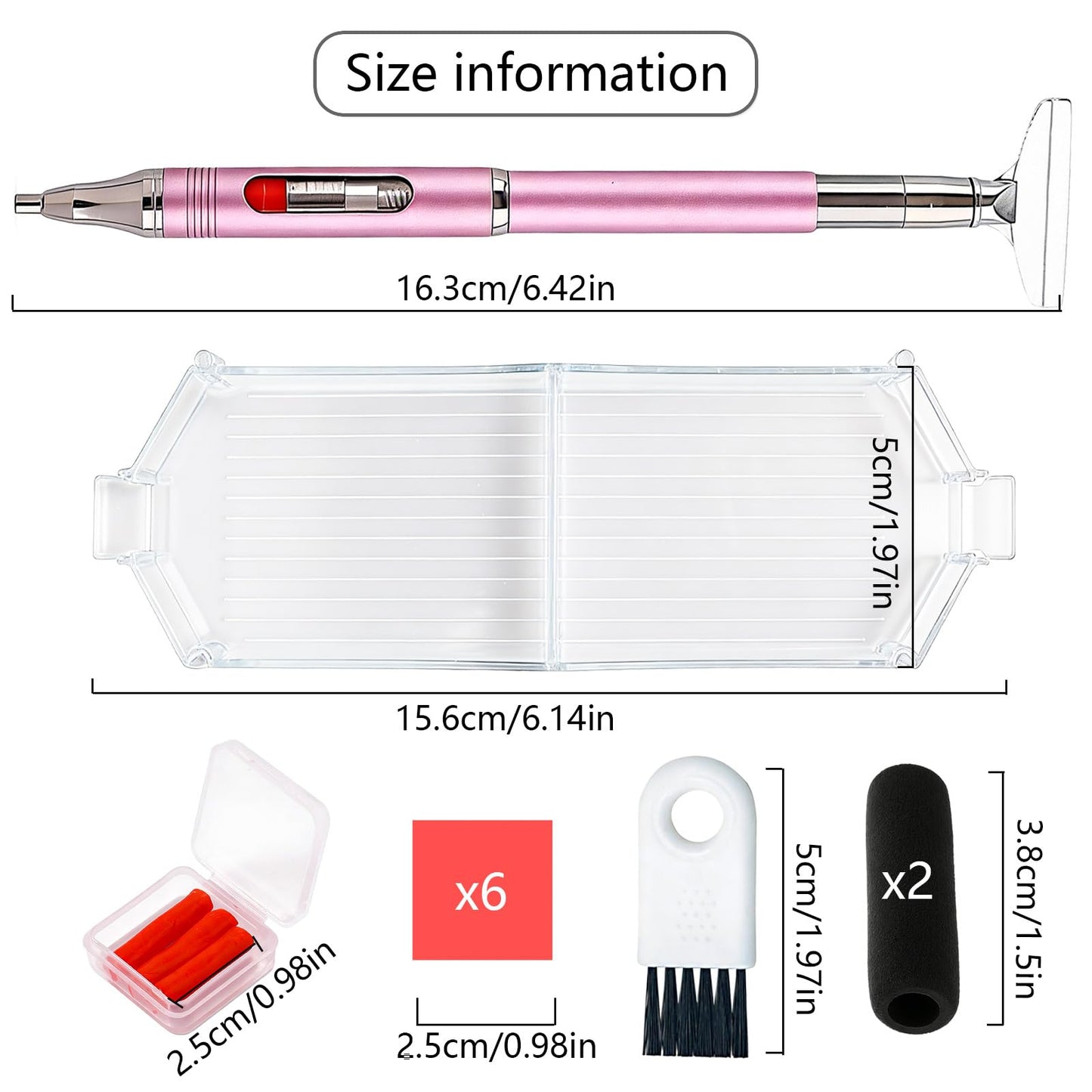ZYNYXY 14PCS Diamond Art Pens Kits, Self-Stick Drill Pens, Refillable Wax Pen with Metal Correction, Diamond Art Accessories Tray for Nail & 5D DIY Diamond Painting (Pink-Purple)